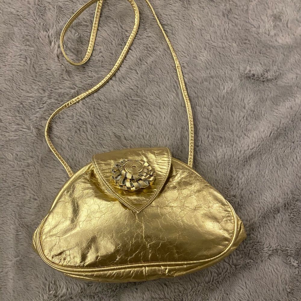 Genuine leather golden purse